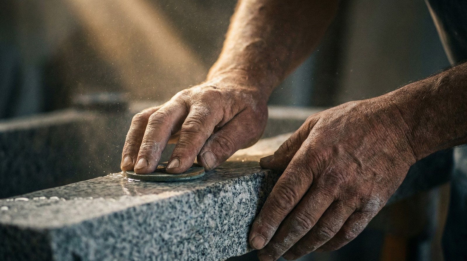 Mão de obra qualificada trabalhando em pedra natural