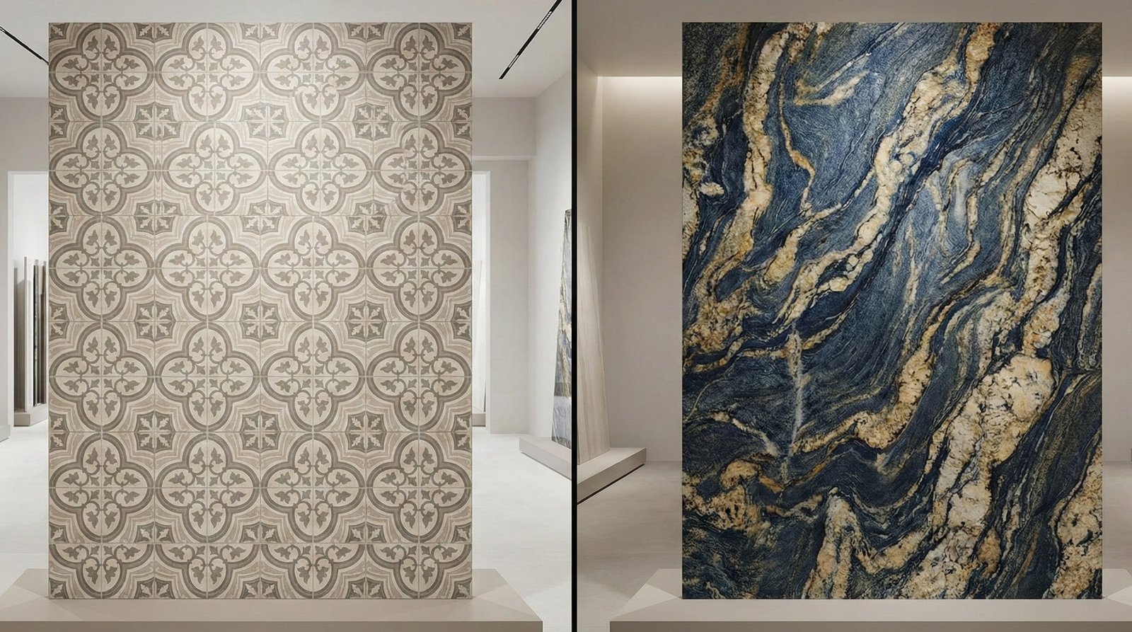 Comparativo entre porcelanato industrial e pedra natural